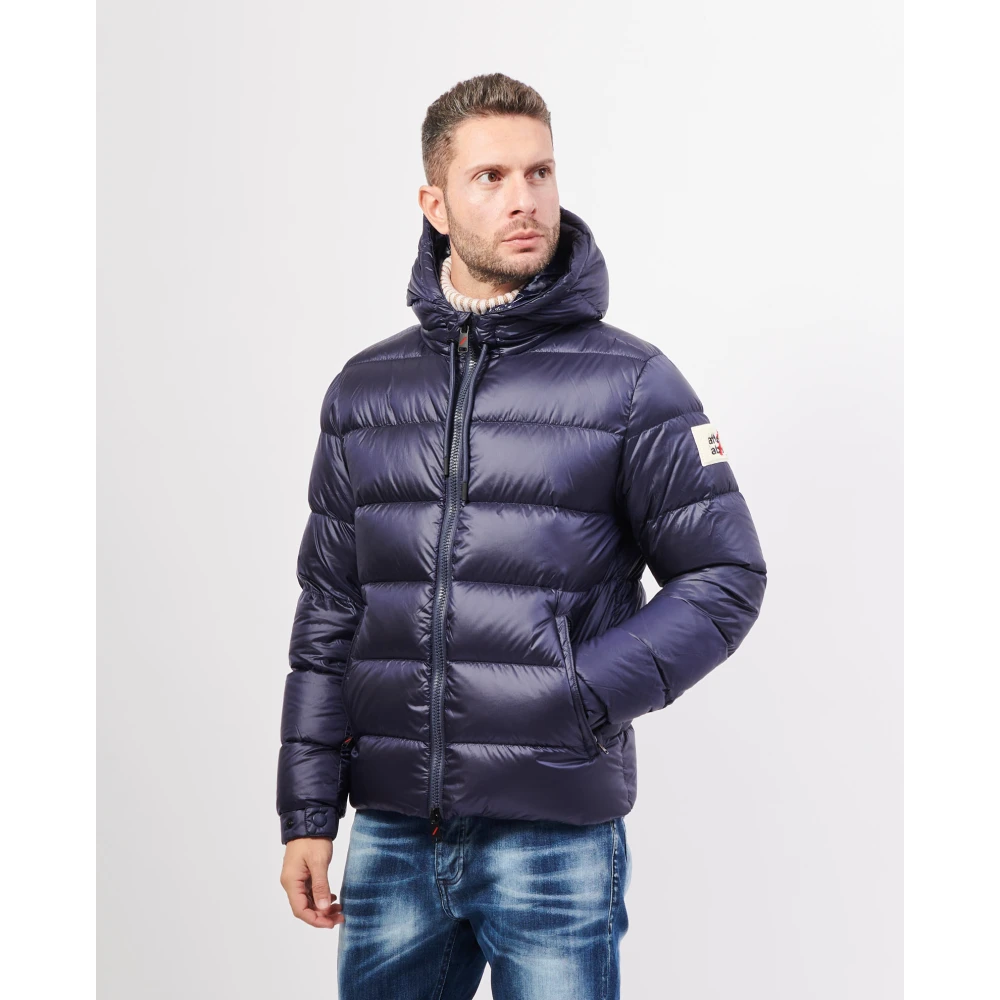 Afterlabel Blauwe korte donsjas met capuchon Blue Heren