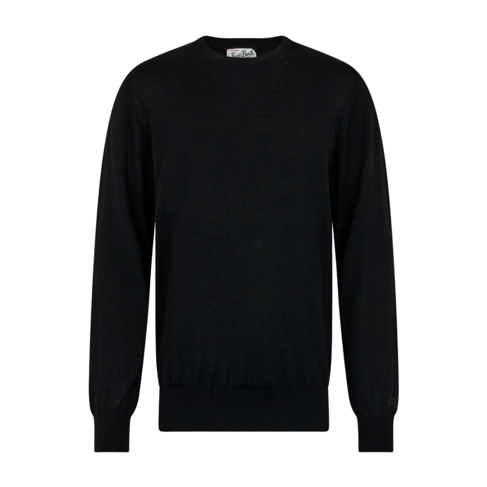 MC2 Saint Barth Geribbelde O-Neck Wollen Jumpers Black Heren