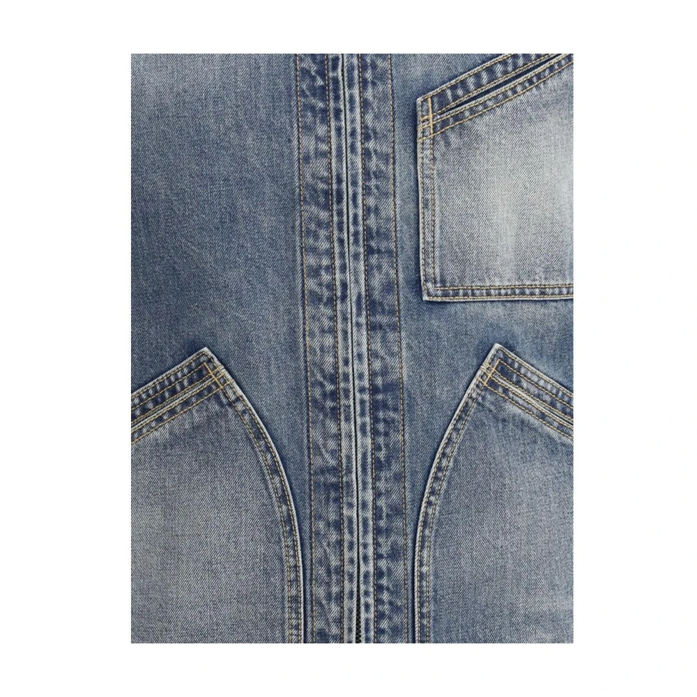 alexander mcqueen Luxe Denim Jack met Suède Kraag Blue Heren