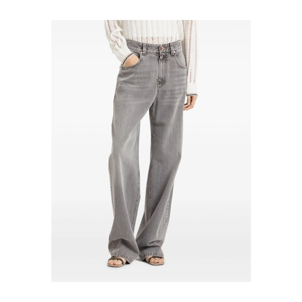BRUNELLO CUCINELLI Moderne Losse Denim Jeans Gray Dames