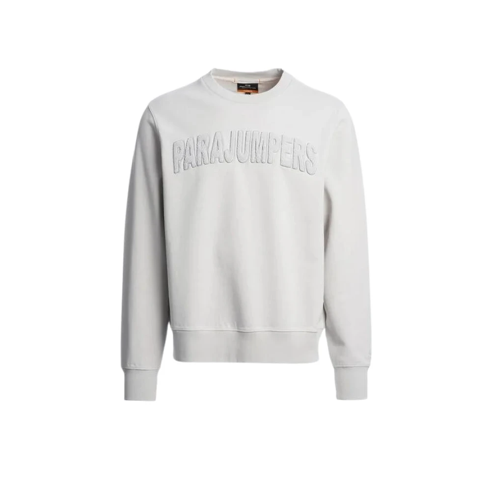Parajumpers Grijze Katoenen Trui met Logoborduursel Gray Heren