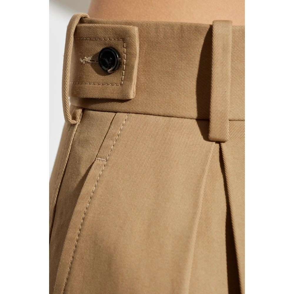 Bottega Veneta Hoge taille katoenen broek Beige Dames