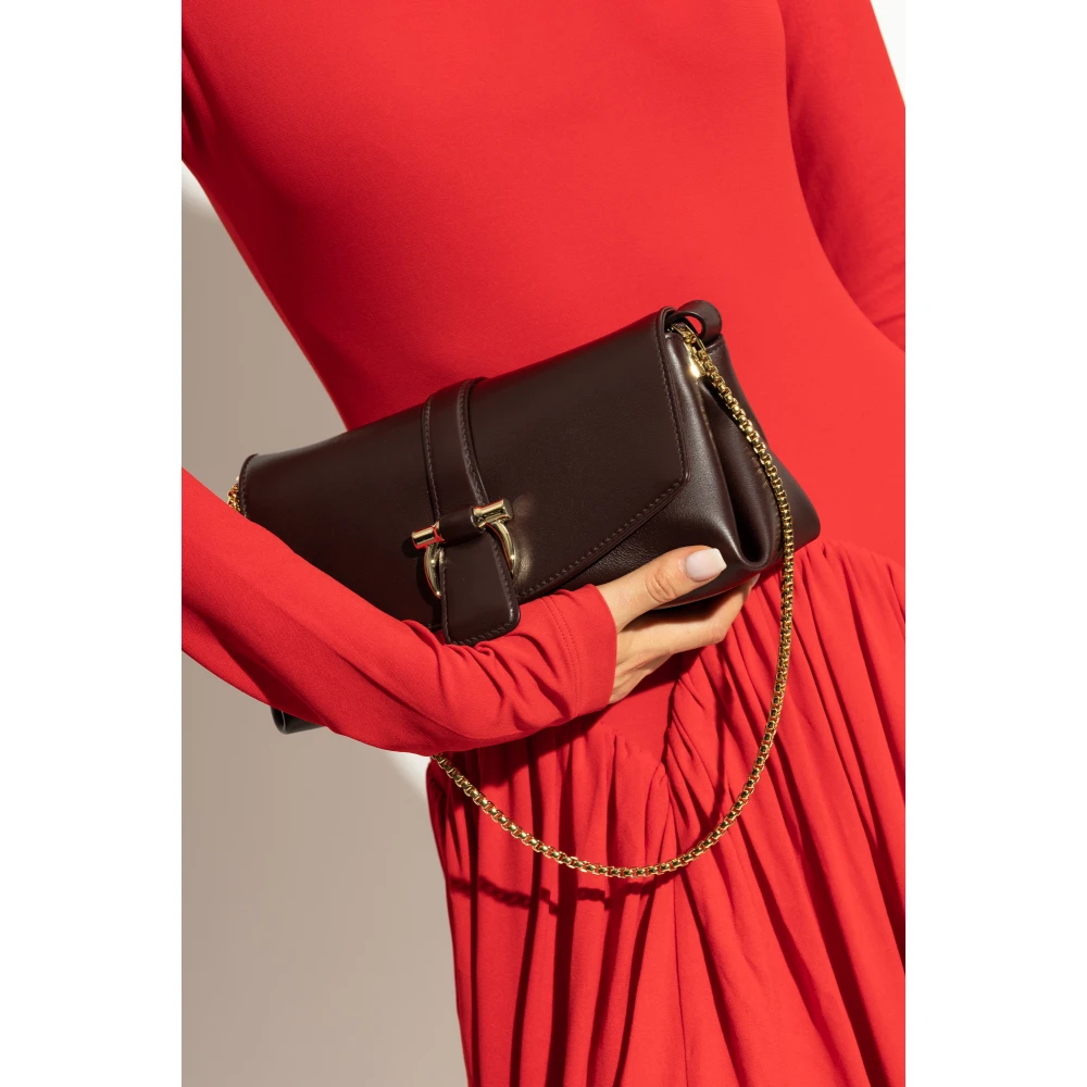 Salvatore Ferragamo Leren schoudertas Red Dames