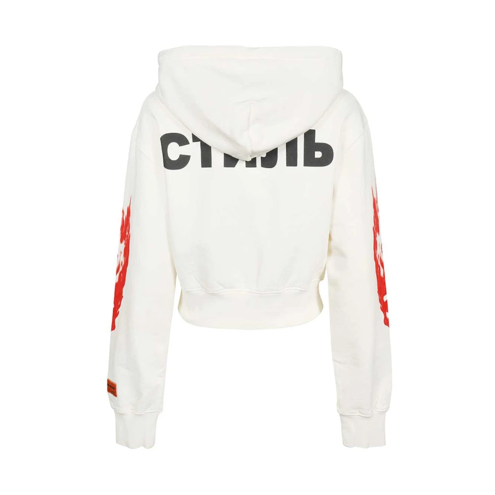 Heron Preston Verstelbare Katoenen Hoodie White Dames