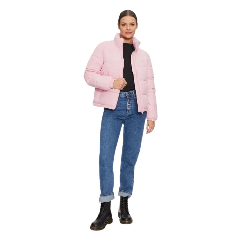 Tommy Hilfiger Roze Pufferjas Essentiële Stijl Pink Dames