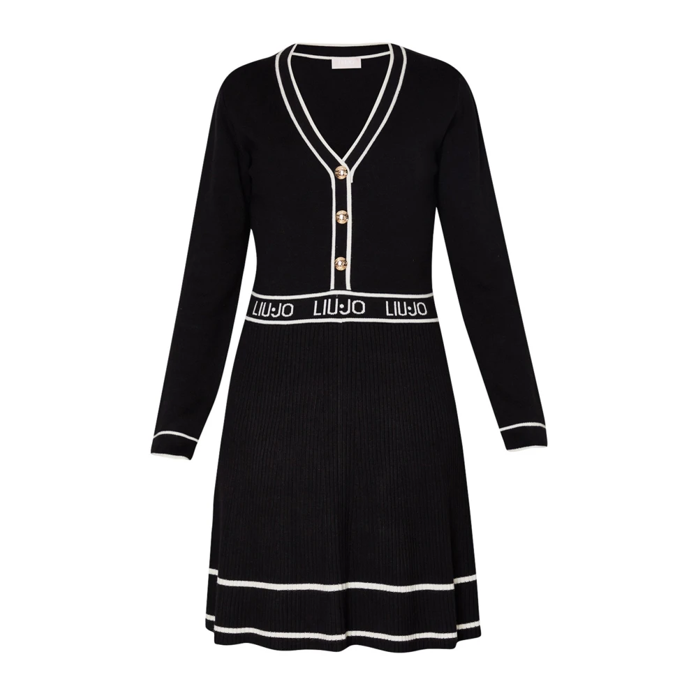 Liu Jo Gebreide jurk van zijdeblend met jacquard Black Dames