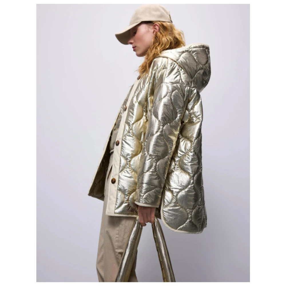 Summum Woman Metallic Gewatteerde Jas Gray Dames