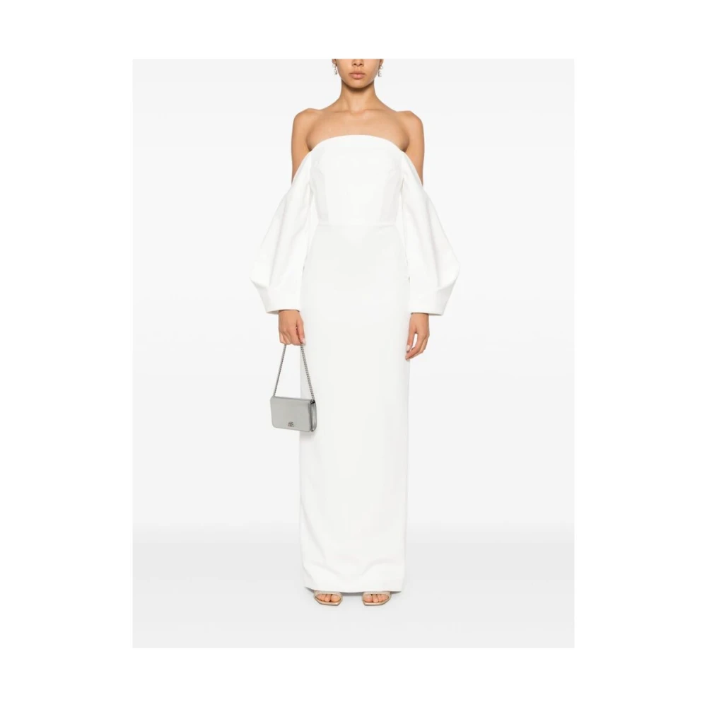 Solace London Witte Off-Shoulder Gedrapeerde Jurk White Dames