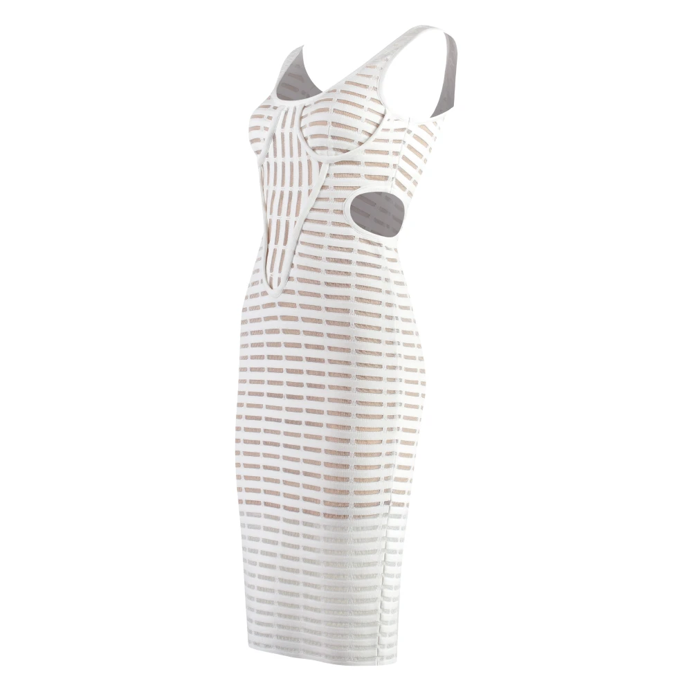 Genny Gebreide Jurk met Uitgesneden Details White Dames