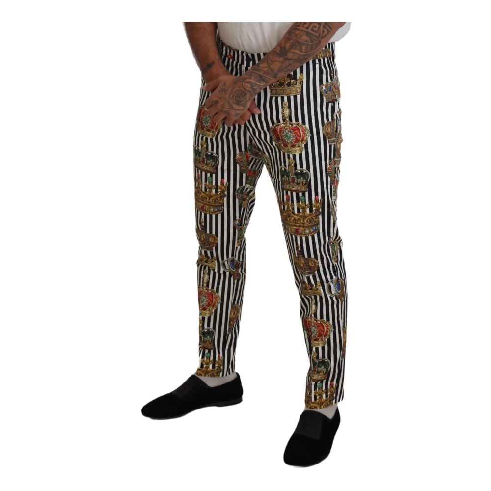 Dolce & Gabbana Elegante Chino-broek met kroonprint Multicolor Heren