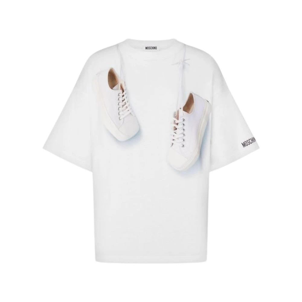 Moschino Unisex White T-Shirts, L, Printed Cotton Jersey T-Shirt