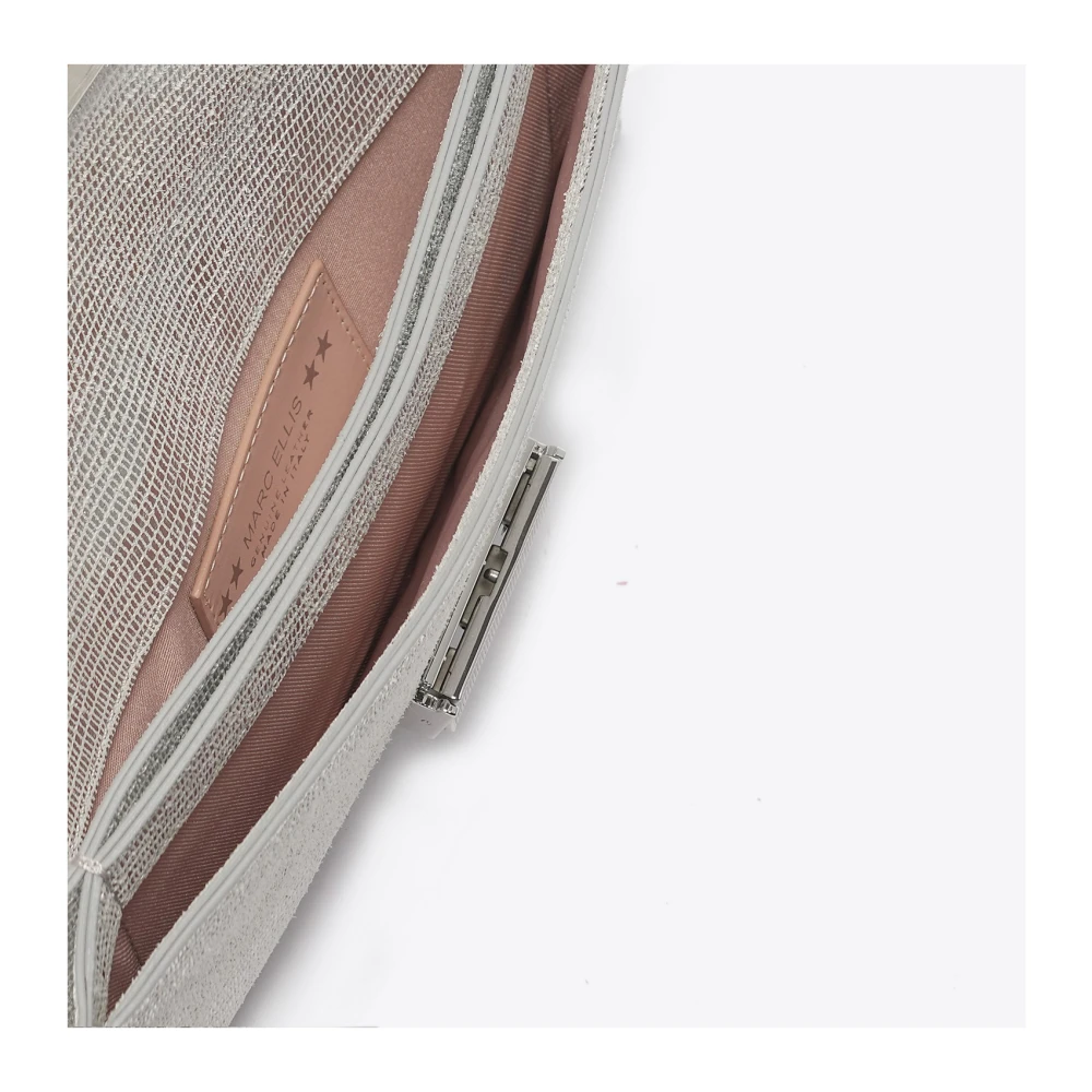 Marc Ellis Gelamineerde leren clutch met handvat en schouderband Gray Dames