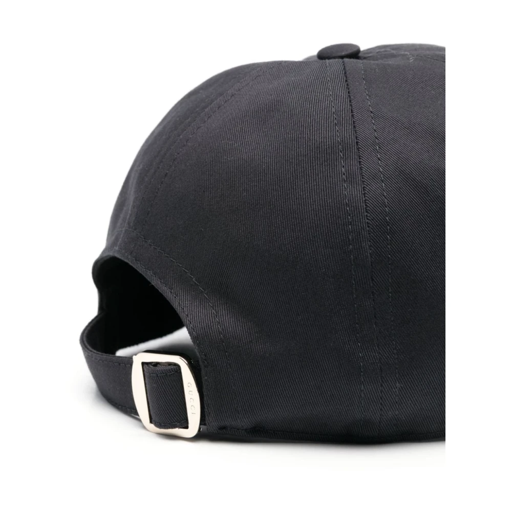 Gucci Zwarte Geborduurde Logo Katoenen Hoed Black Dames