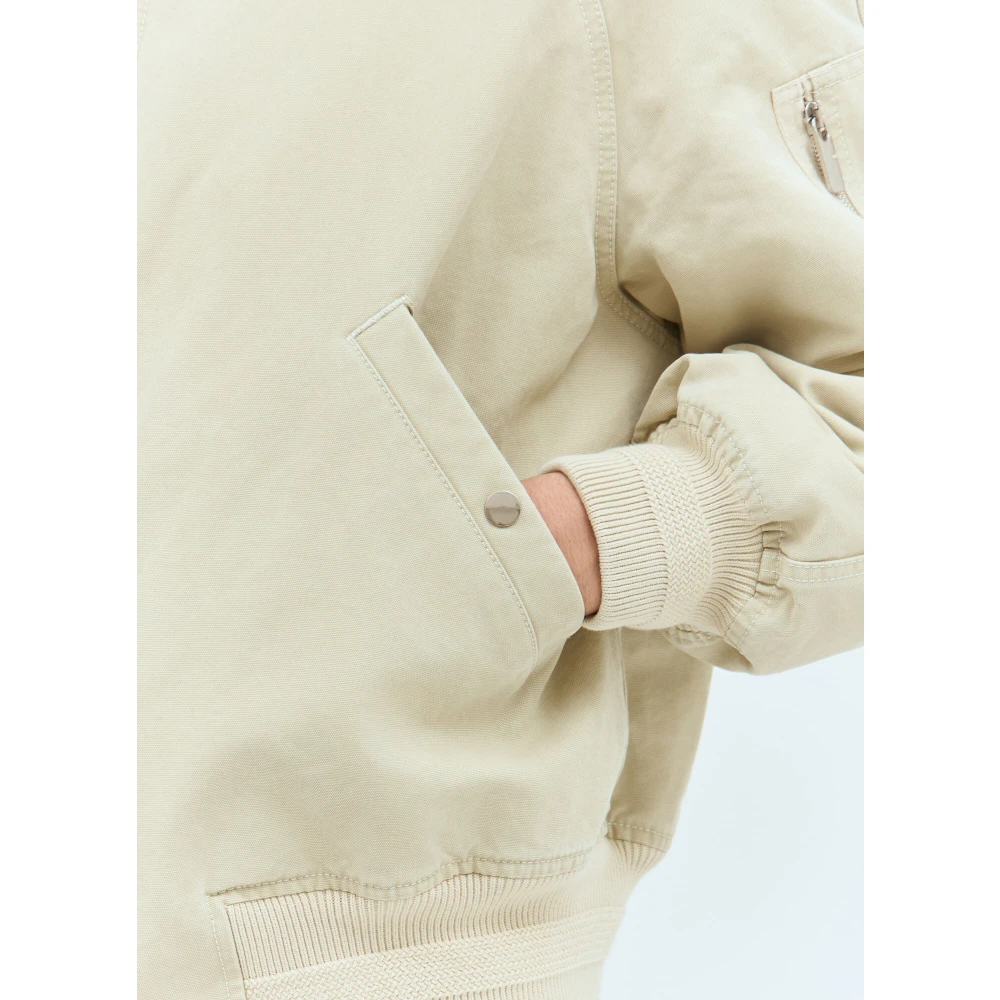Burberry Faux-Fur Trim Bomber Jacket Beige Heren