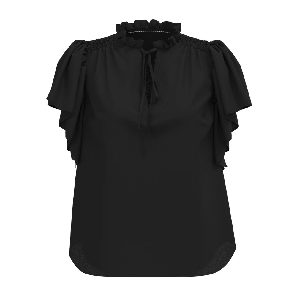 Co'Couture Ruche Top Blouse met Striknek Black Dames