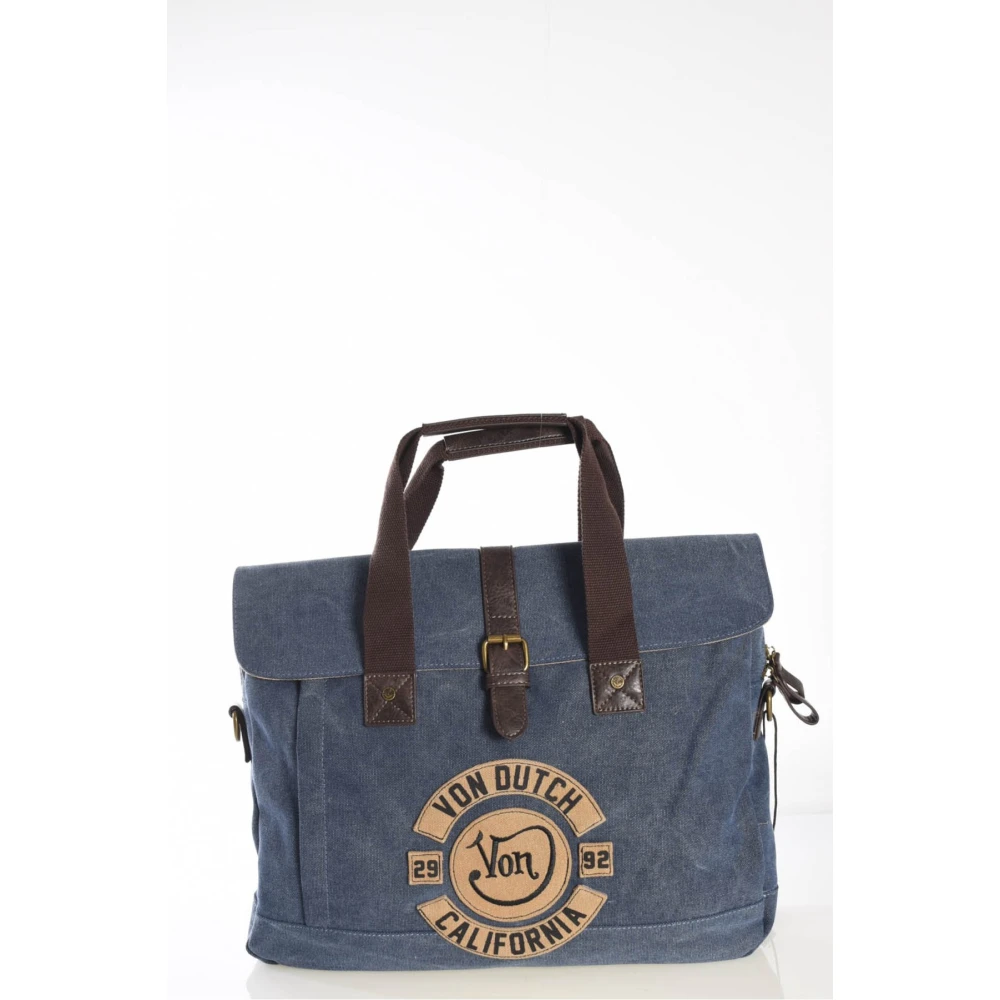 Von Dutch Blauwe Tote Tas met Patch Logo Blue Heren