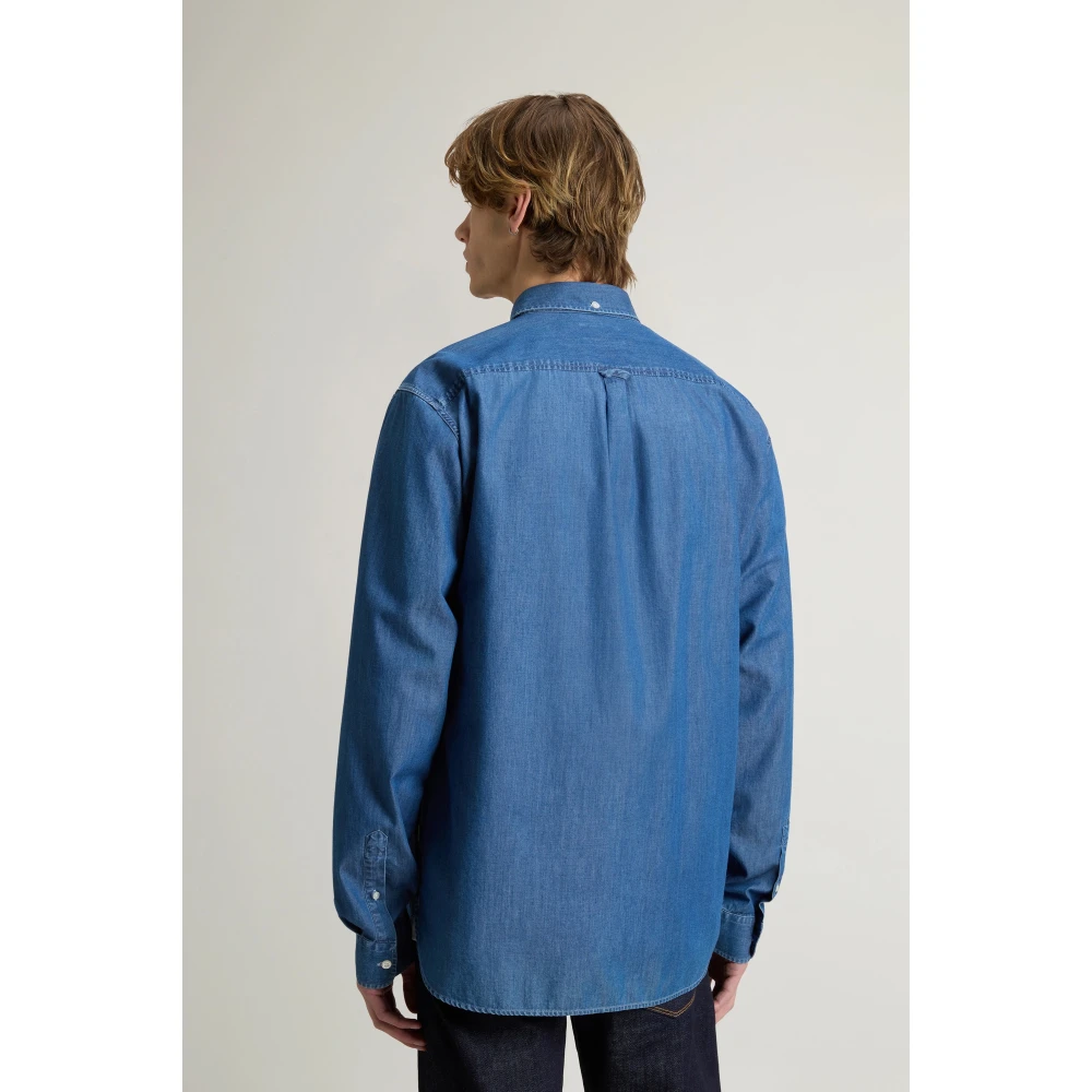Woolrich Katoenen Casual Shirt met Zak Blue Heren