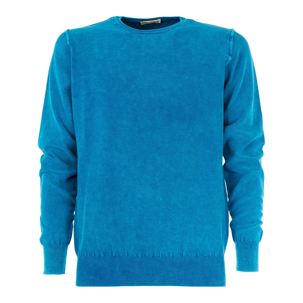 Cashmere Company Heren Crew Neck Sweater Pique Blue Heren