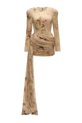Ruched Draped Mini Dress