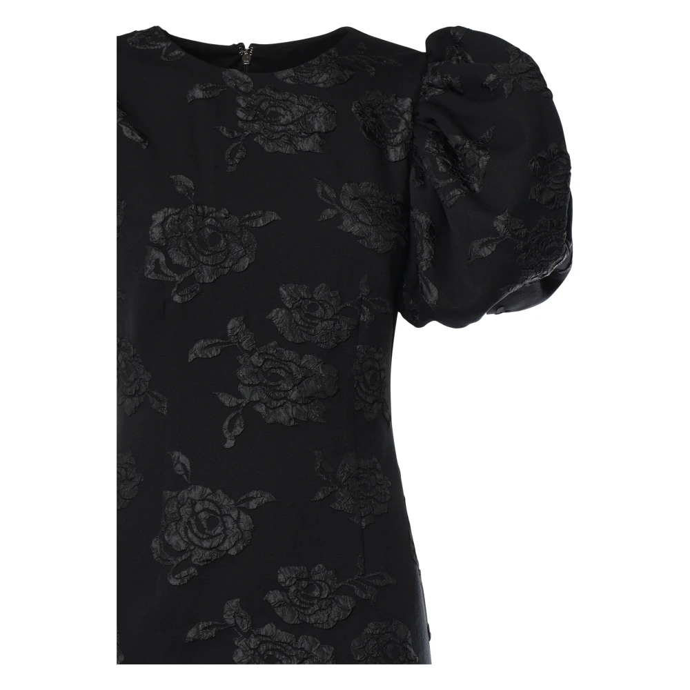 Rotate Birger Christensen Zwarte midi-jurk met ballonmouwen Black Dames