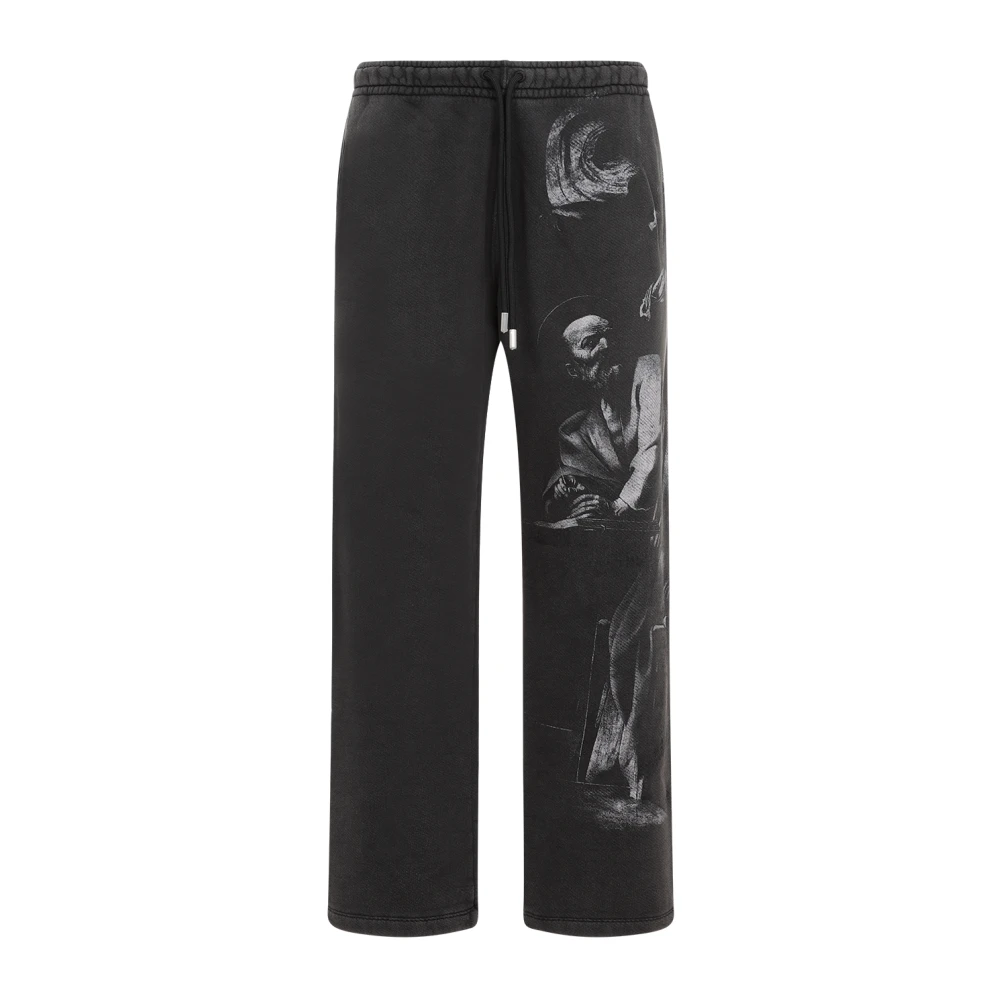 Off White Zwarte Katoenen Sweatpants met Unieke Grafische Black Heren