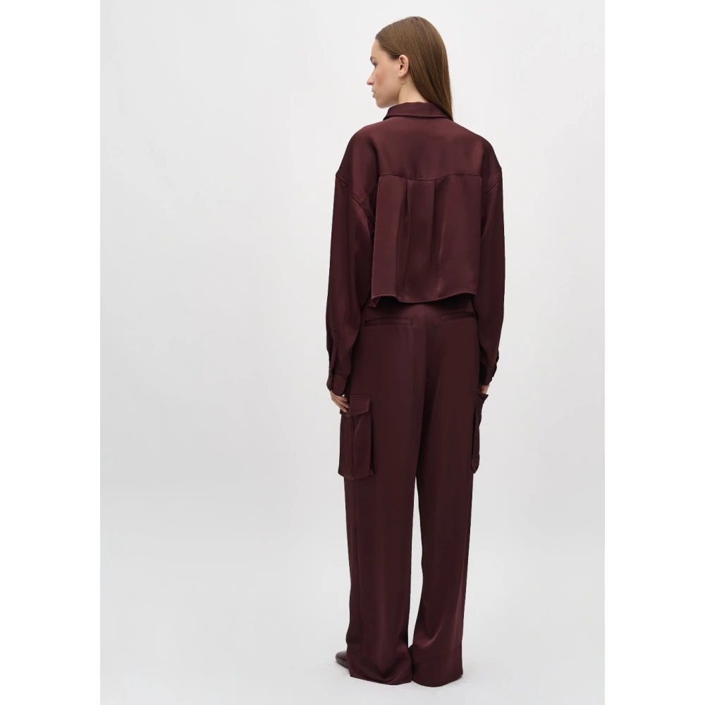 MbyM Rode Satijnen Cropped Blouse Emele Red Dames