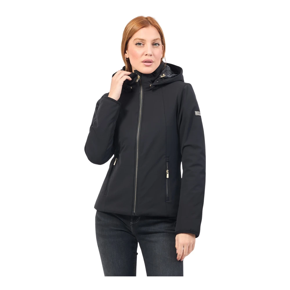 YES ZEE Zwarte Parka met Capuchon en Zakken Black Dames