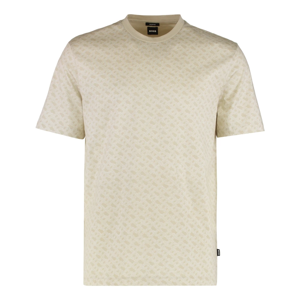 Hugo Men's Beige T-Shirts, S, Cotton Jacquard T-Shirt
