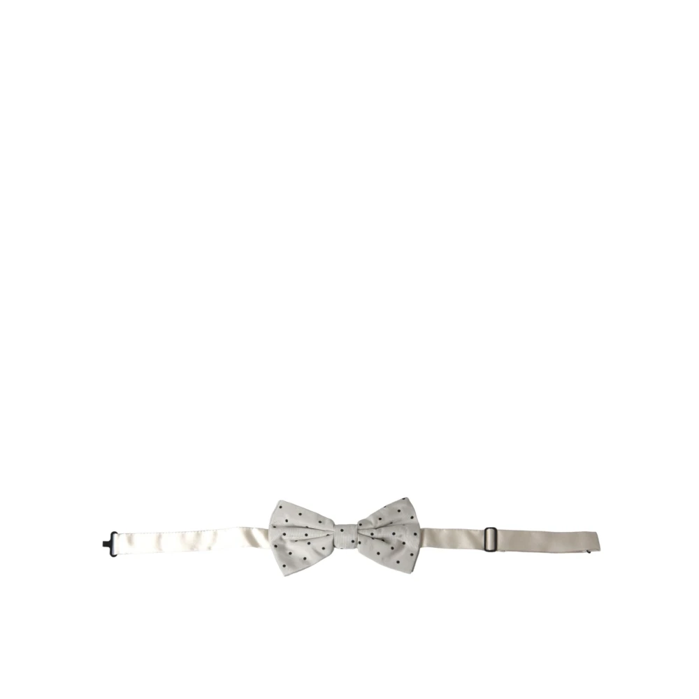 Dolce & Gabbana Polka Dot Polyester Vlinderdas White Heren