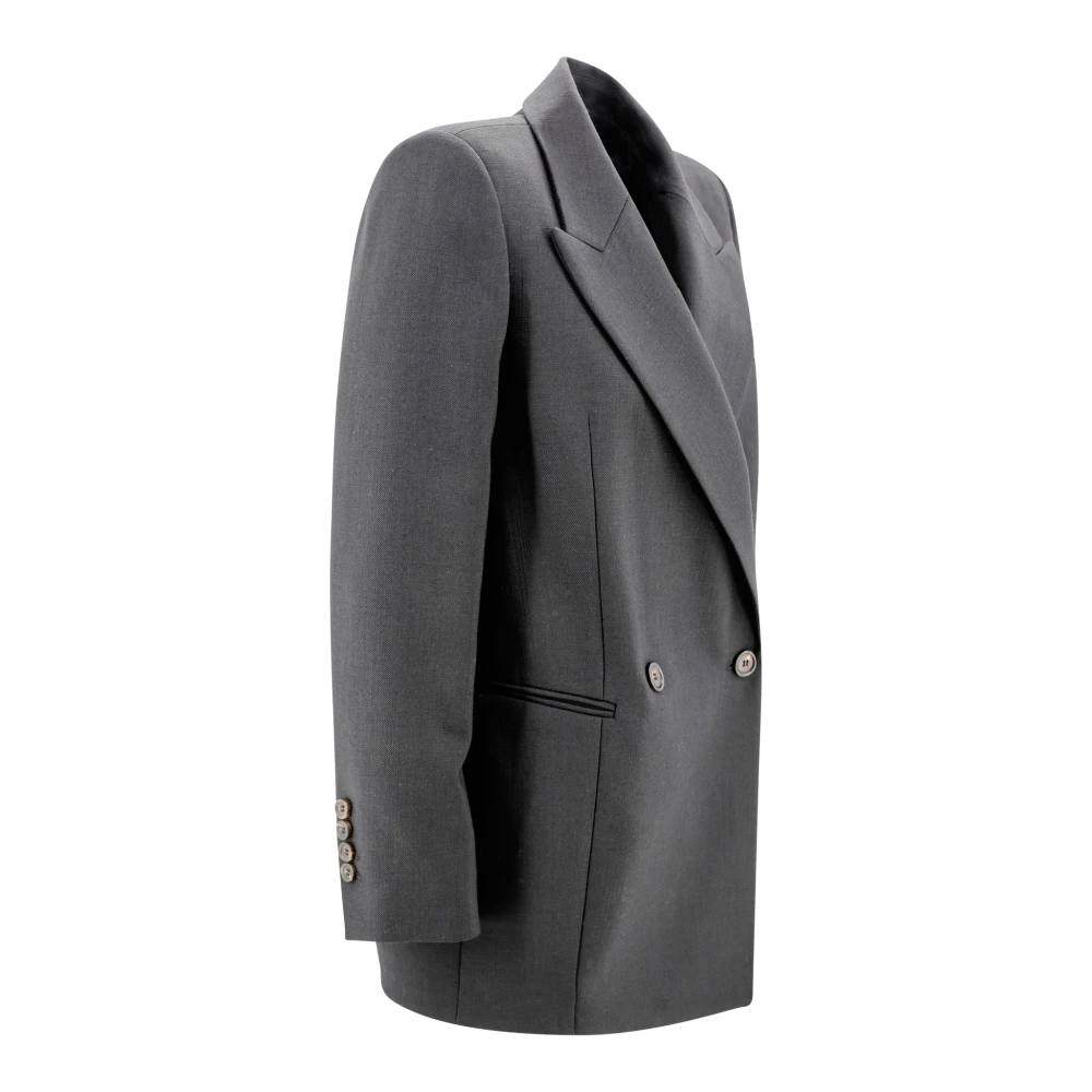 BRUNELLO CUCINELLI Zwarte wollen jas met zijden voering Black Dames