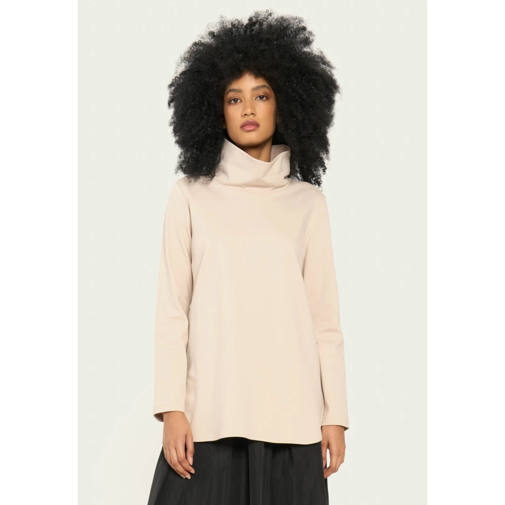 Vicario Cinque Milano Stitch T-shirt met Ring Halslijn Beige Dames