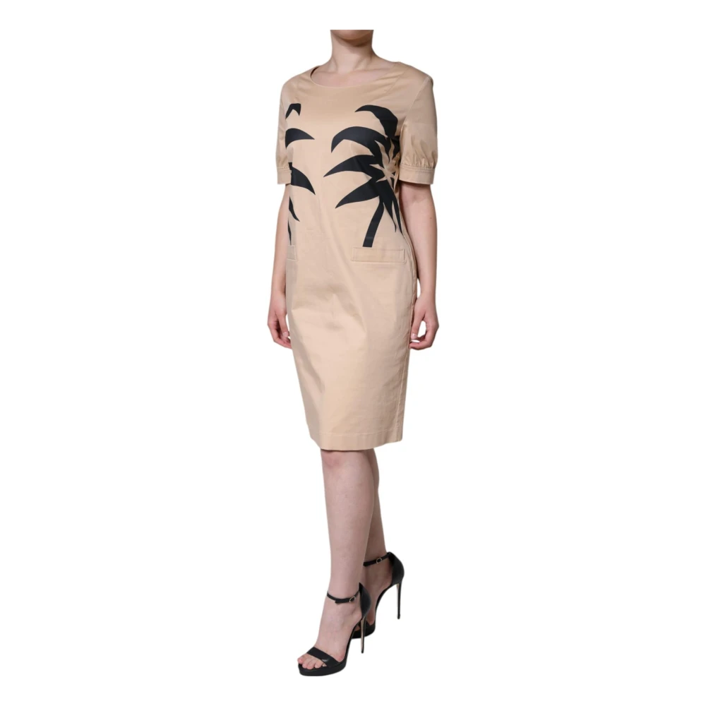 Moschino Beige Katoenen A-Lijn Jurk Beige Dames