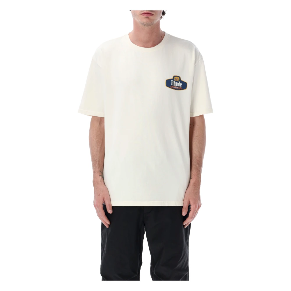 Rhude Mannelijk Wit Tops Heren, S, Katoen, Racing Crest Tee