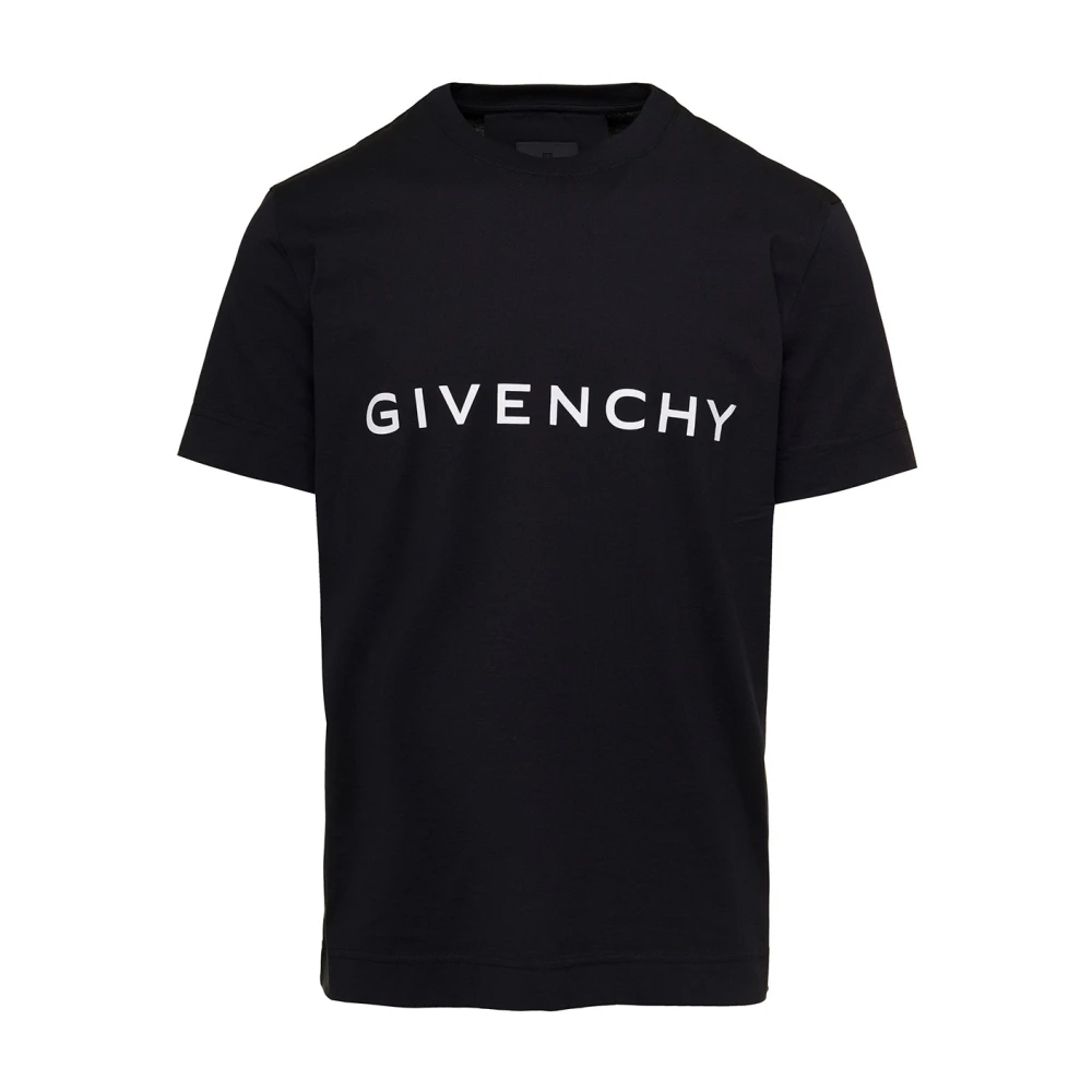 Givenchy Zwarte Crewneck T-shirt met Letterprint Black Heren