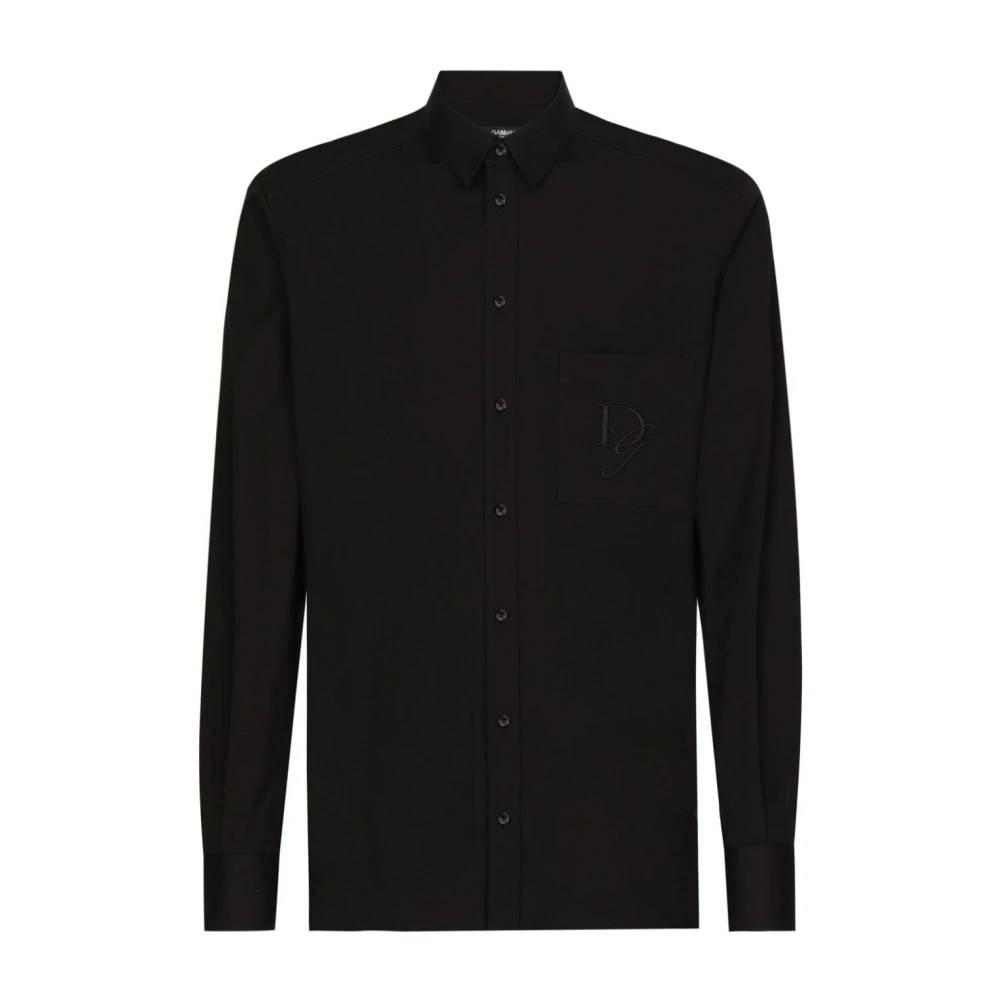 Dolce & Gabbana Zwarte katoenen overhemd met borstzak Black Heren
