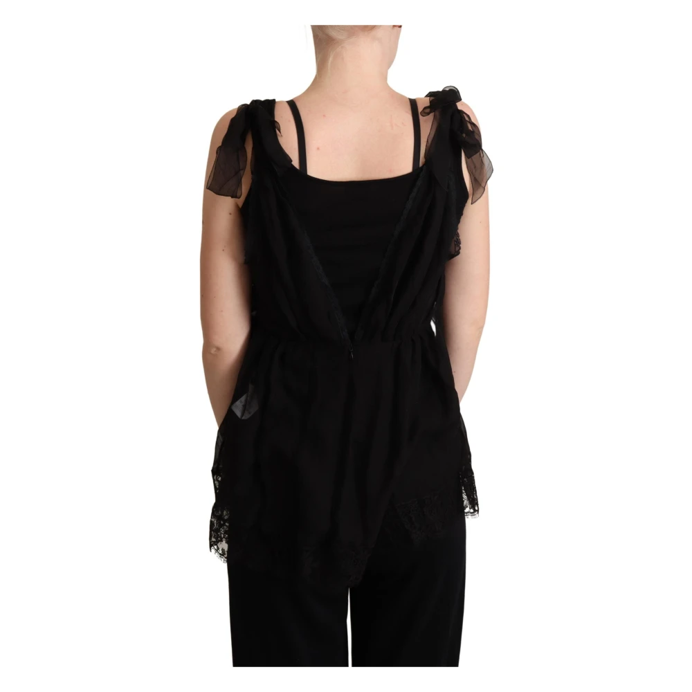 Dolce & Gabbana Women's Black Silk Lace Trim Camisole Tank Top