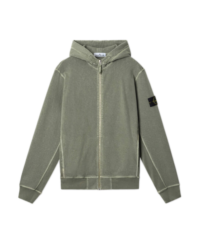sweat-a-capuche-vert-delave-zippe