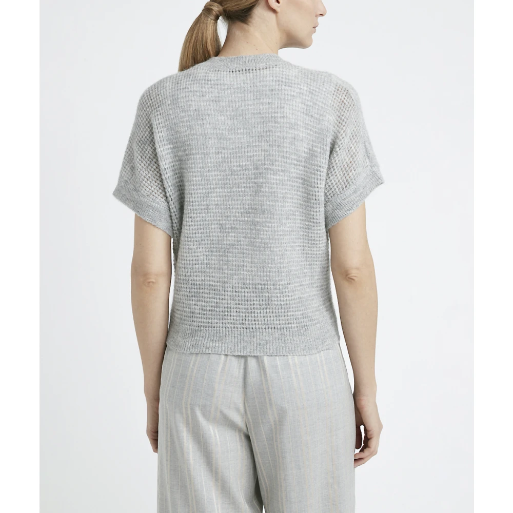 PESERICO Merino wol en alpaca kantpatroon trui Gray Dames