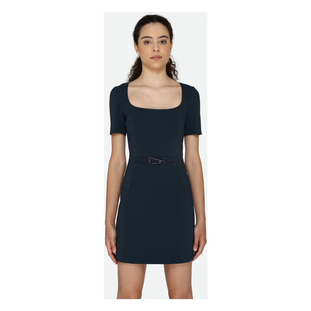 PATRIZIA PEPE Petrol Blauwe Jurk met Metalen Gesp Blue Dames