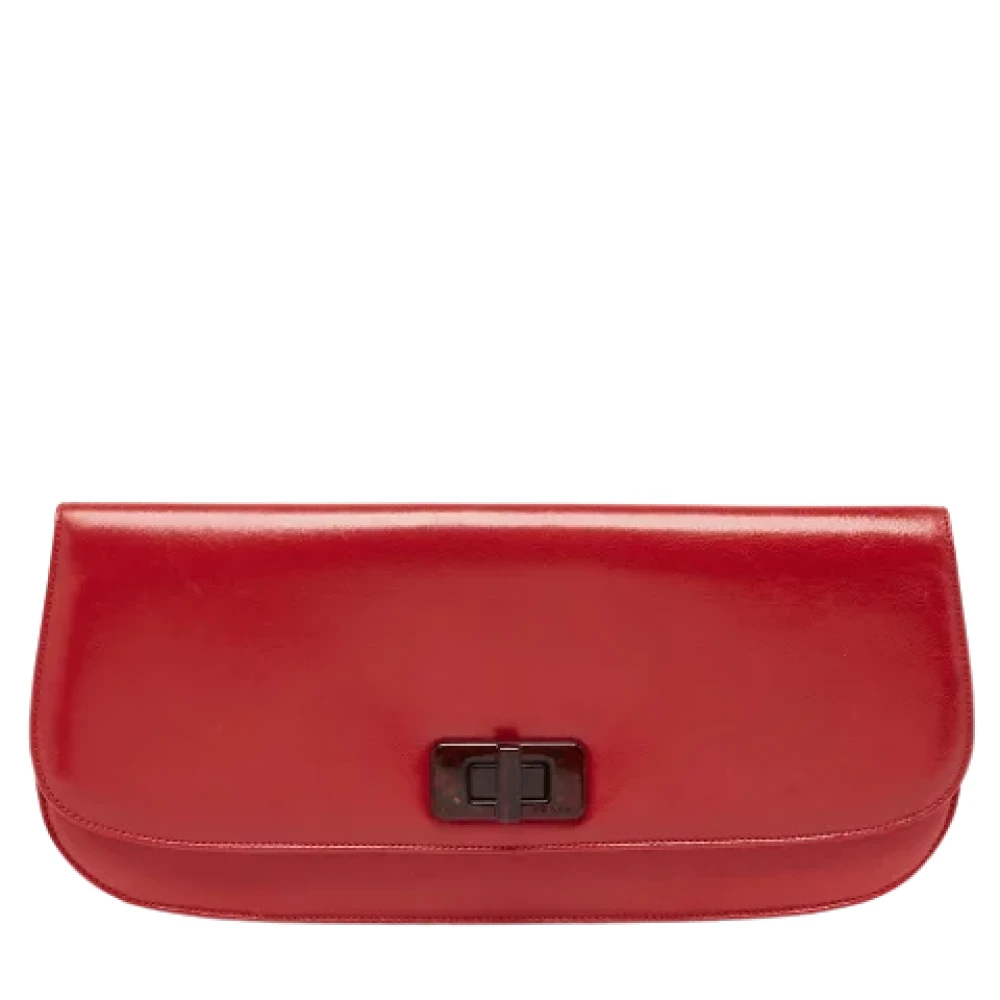 Prada Vintage Pre-owned Leather clutches Red Dames