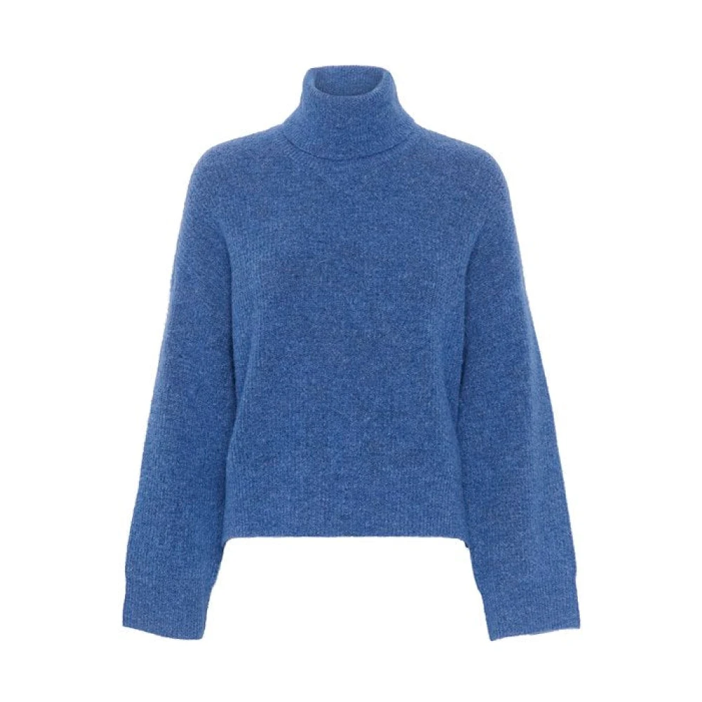 Gestuz Blue Rollneck Jumper - Female - Turtlenecks - Xs - Knitwear
