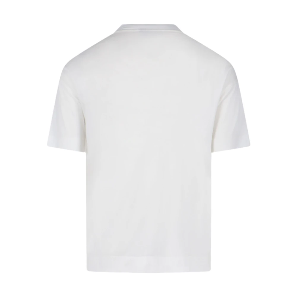 Emporio Armani Wit Logo Katoenen T-shirt Korte Mouw White Heren