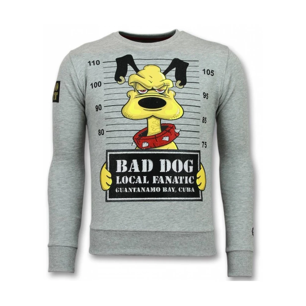 Local Fanatic Bad Dog Cartoon Sweater - Tjocktröja Herr - 11-6308G Gray, Herr