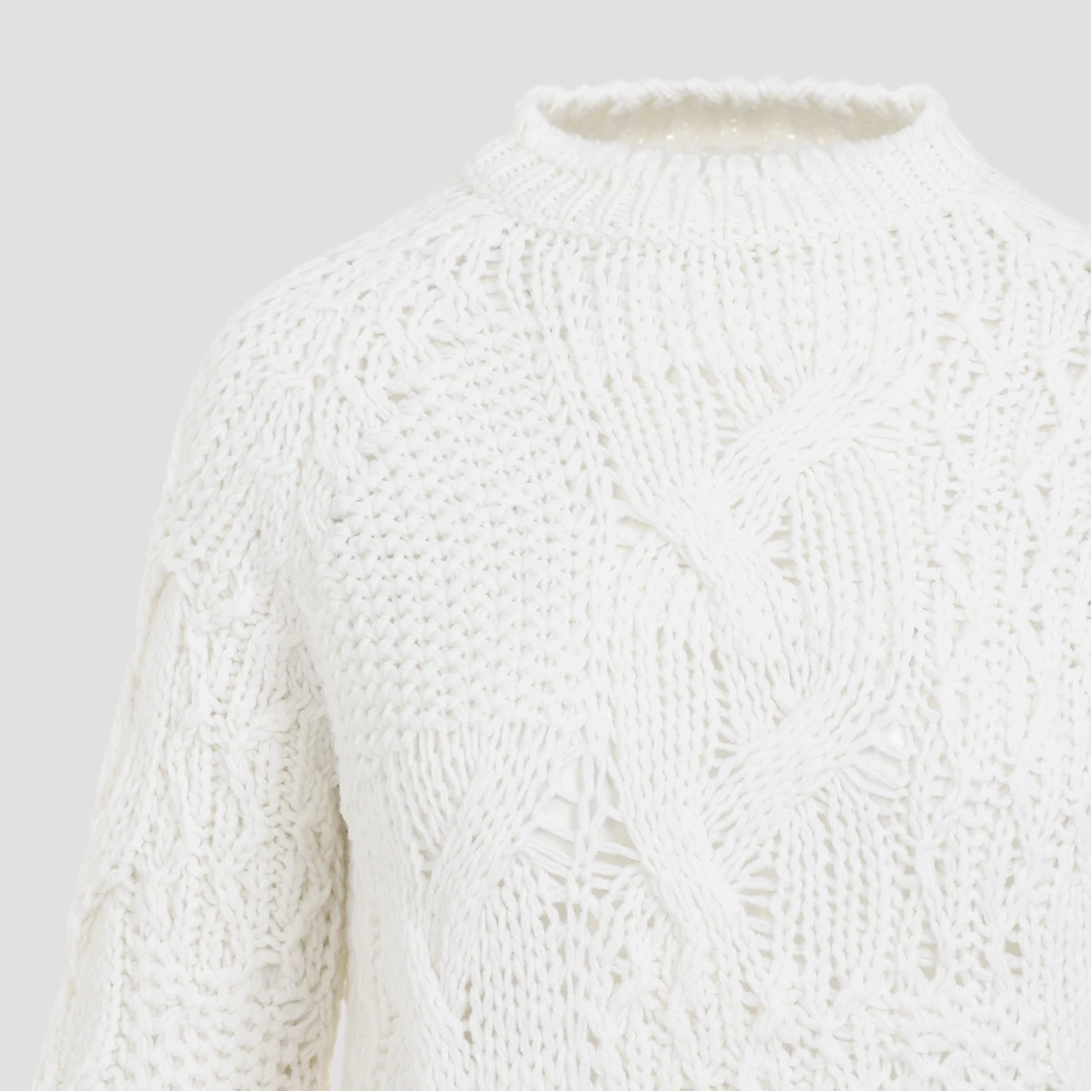 Ermanno Scervino Witte Wollen Trui met Kantinzetten White Dames