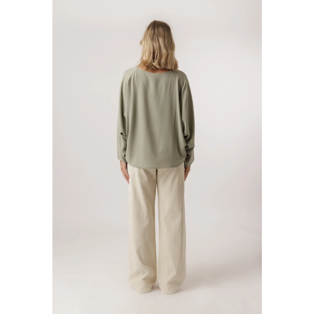 drykorn Groene Satijnen Batwing Blouse Green Dames
