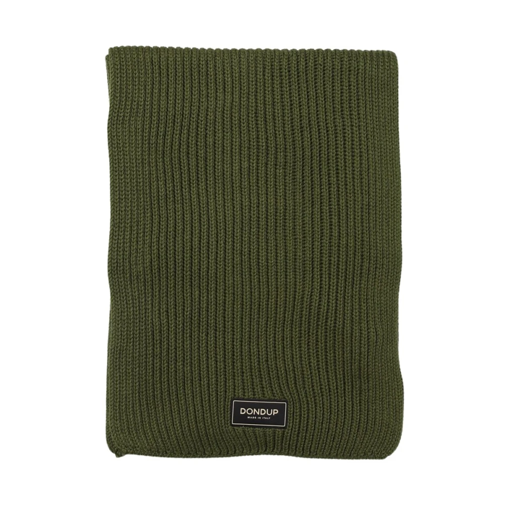 Dondup Green Winter Scarves, Male, One Size, Wool Logo Scarf