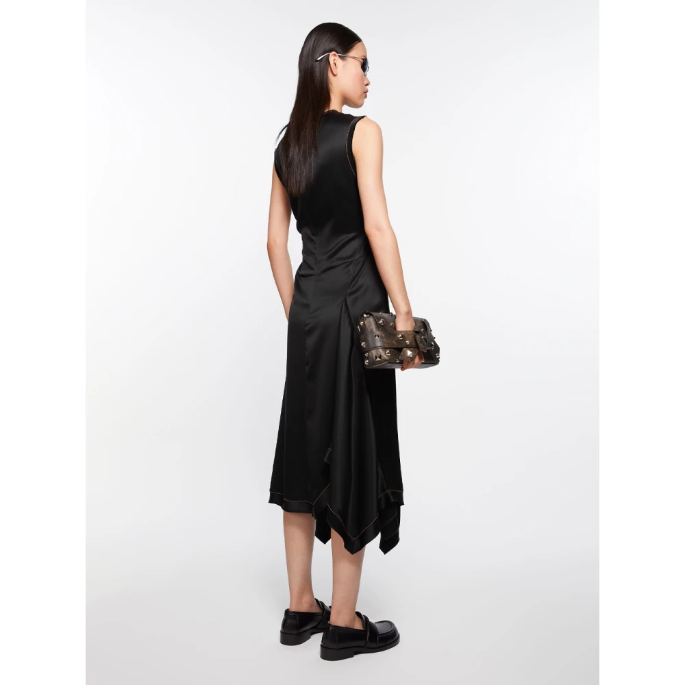Acne Studios Zwarte Satijnen Mouwloze Jurk Black Dames