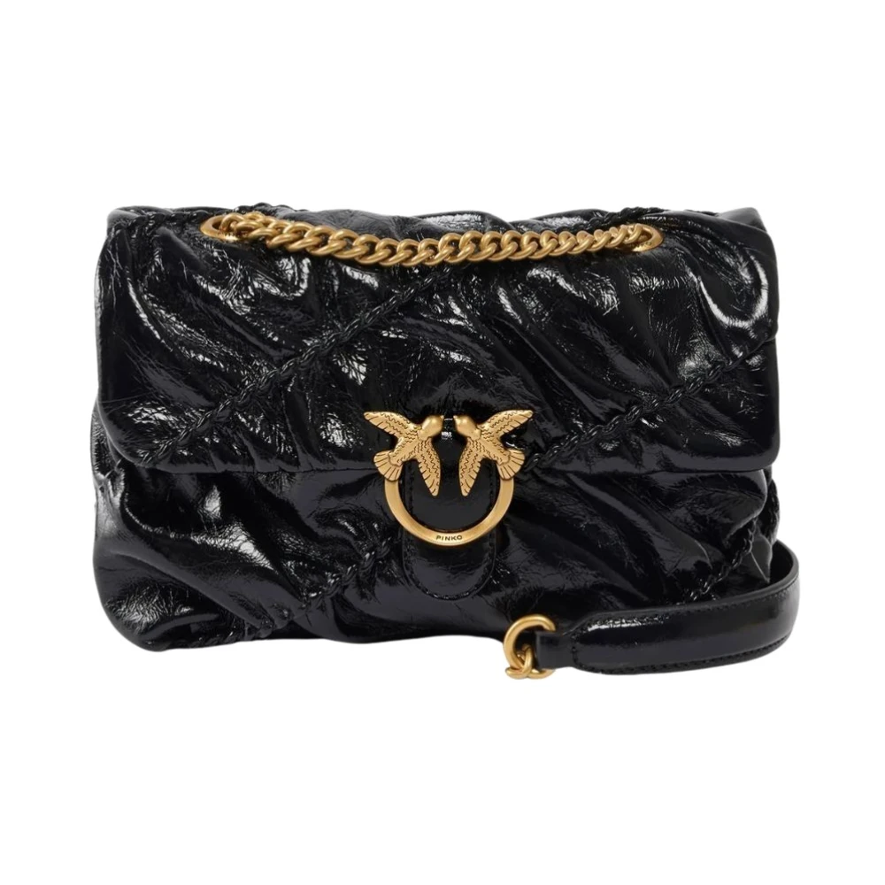 Pinko Donna Nero - Borsa A Tracolla Mini Love Bag Puff In Pelle New Shiny Trapuntata - Immagine 3