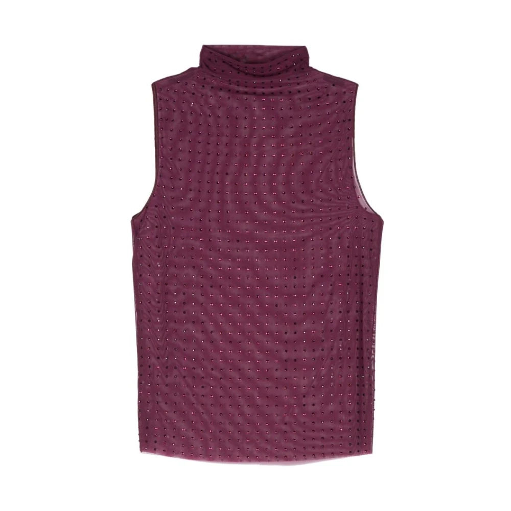 Pinko Pruim Paarse Tule Strass Sweater Purple Dames