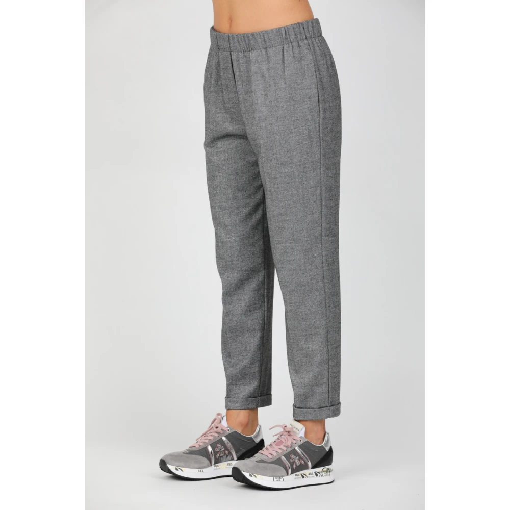 Rosso35 Flanellen Elastische Taillebroek Gray Dames
